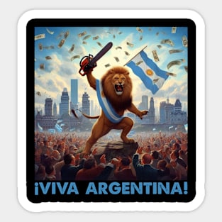 Javier Milei Chainsaw Lion Viva Argentina Sticker